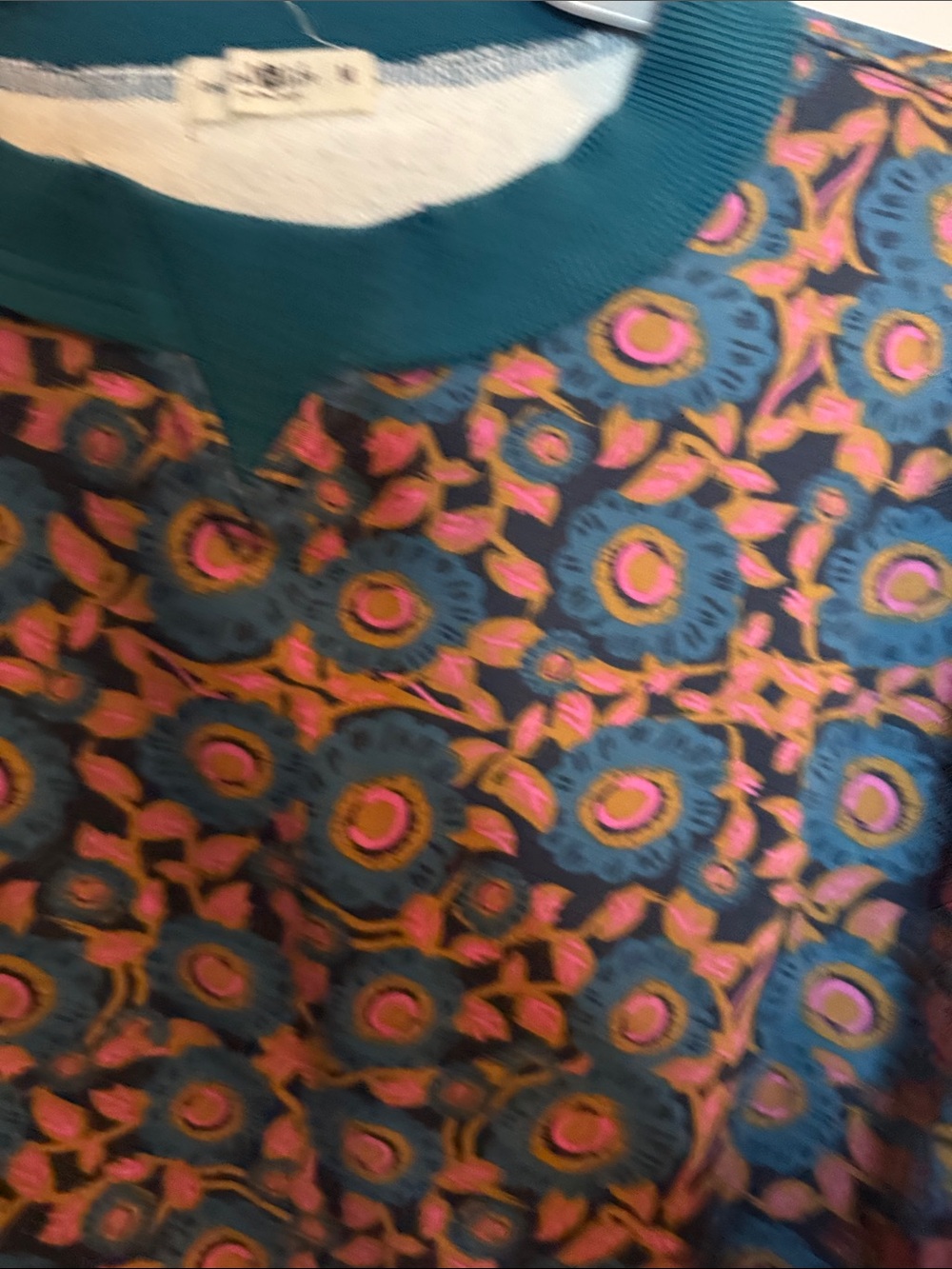 NATURAL LIFE Teal Floral Pattern Crewneck Sweatshirt - Picture 4 of 13